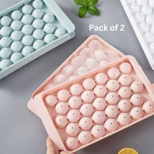 Plastic Reusable Flexible Round Ice Cube Trays (Pak of 2)